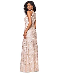 Betsy & Adam Women's Sequined Soutache Halter Gown