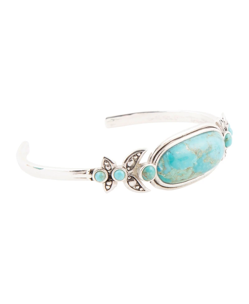 Barse Emile Blue Turquoise Sterling Silver Oval Cuff Bracelet