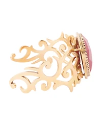 Barse Red Bordeaux Quartz Golden Statement Cuff Bracelet