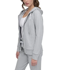 Dkny Sport Women's Two-Tone Zip-Front Long-Sleeve Hoodie
