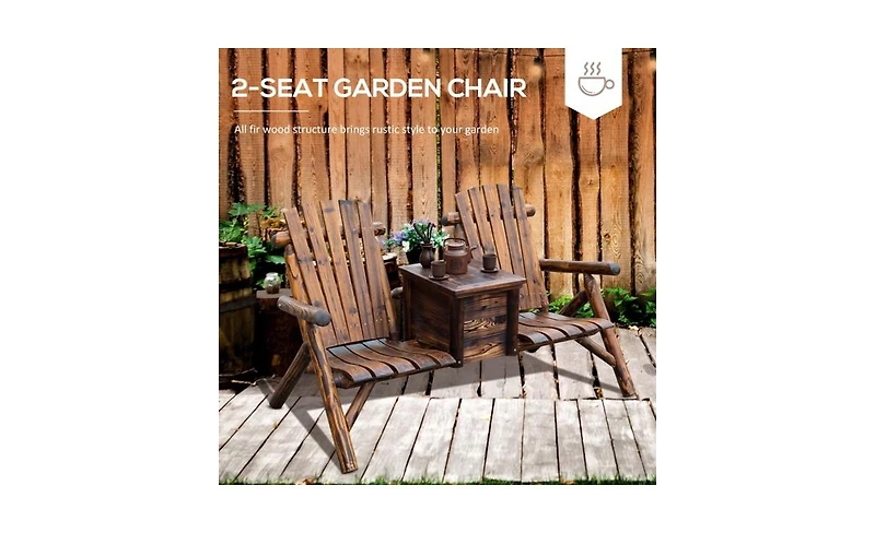 Wooden Chair Loveseat with Inset Ice Bucket Garden chairs/courtyard chairs