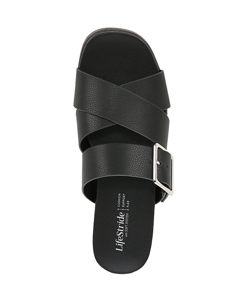 LifeStride Women's Getaway Open Square Toe Platform Slide Sandals