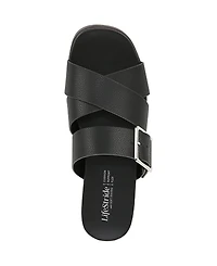 LifeStride Women's Getaway Open Square Toe Platform Slide Sandals