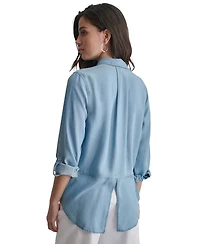 Dkny Jeans Women's Roll-Tab-Sleeve Button-Front Shirt