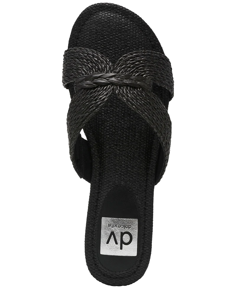 Dv Dolce Vita Women's Geeya Raffia Criss Cross Strap Flat Slide Sandals