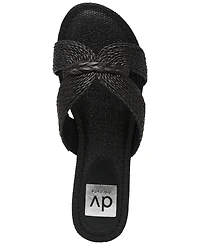 Dv Dolce Vita Women's Geeya Raffia Criss Cross Strap Flat Slide Sandals
