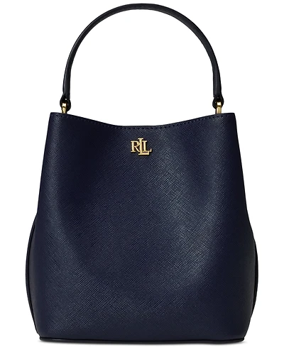 Lauren Ralph Crosshatch Leather Mini Reese Bucket Bag