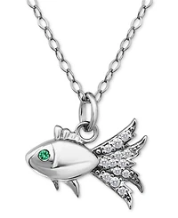 Giani Bernini Lab-Created Green Quartz & Cubic Zirconia Fish Pendant Necklace in 18k Gold Over Sterling Silver, 16" + 2" extender, Exclusively at Macy