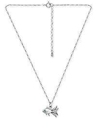 Giani Bernini Lab-Created Green Quartz & Cubic Zirconia Fish Pendant Necklace in 18k Gold Over Sterling Silver, 16" + 2" extender, Exclusively at Macy