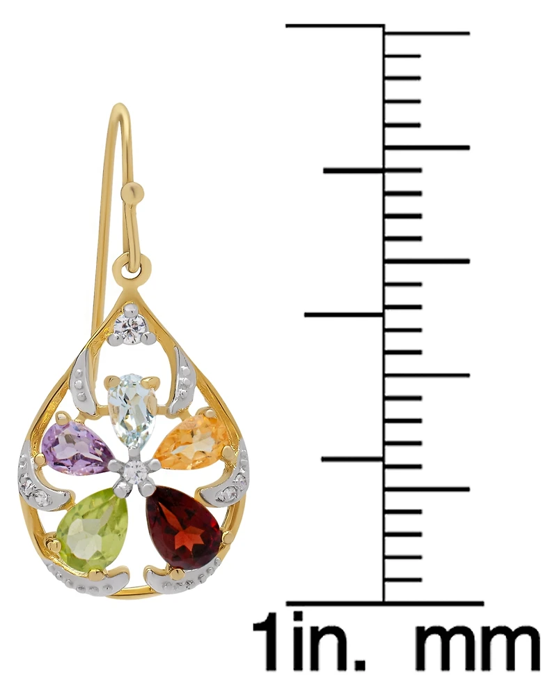 Multi-Gemstone Flower Drop Earrings (3 ct. t.w.) in 14k Gold-Plated Sterling Silver