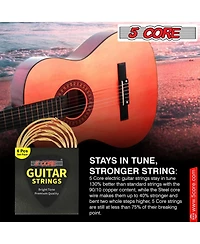 5 Core Guitar Strings • 0.010-0.047 Steel Gauge • w Deep Bright Tone for 6 String Acoustic Guitars - Gs Ac Brss