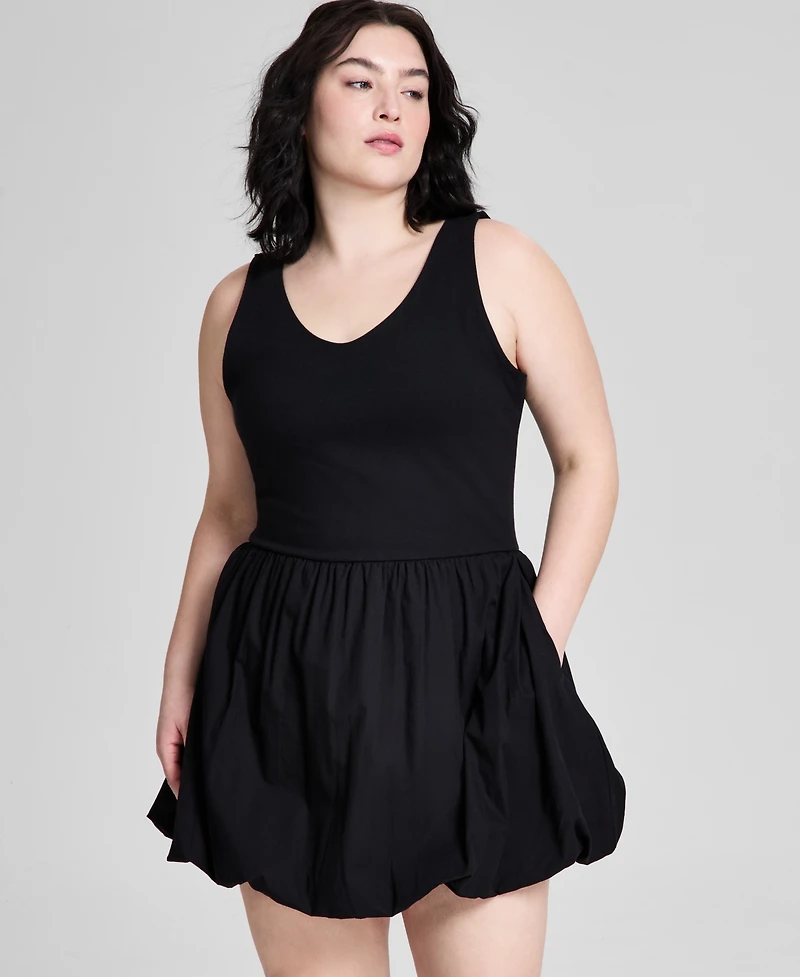 And Now This Trendy Plus Size Cotton Bubble Mini Dress, Exclusively at Macy's