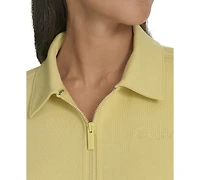 Calvin Klein Women's French Terry Collared Half-Zip Pullover Top