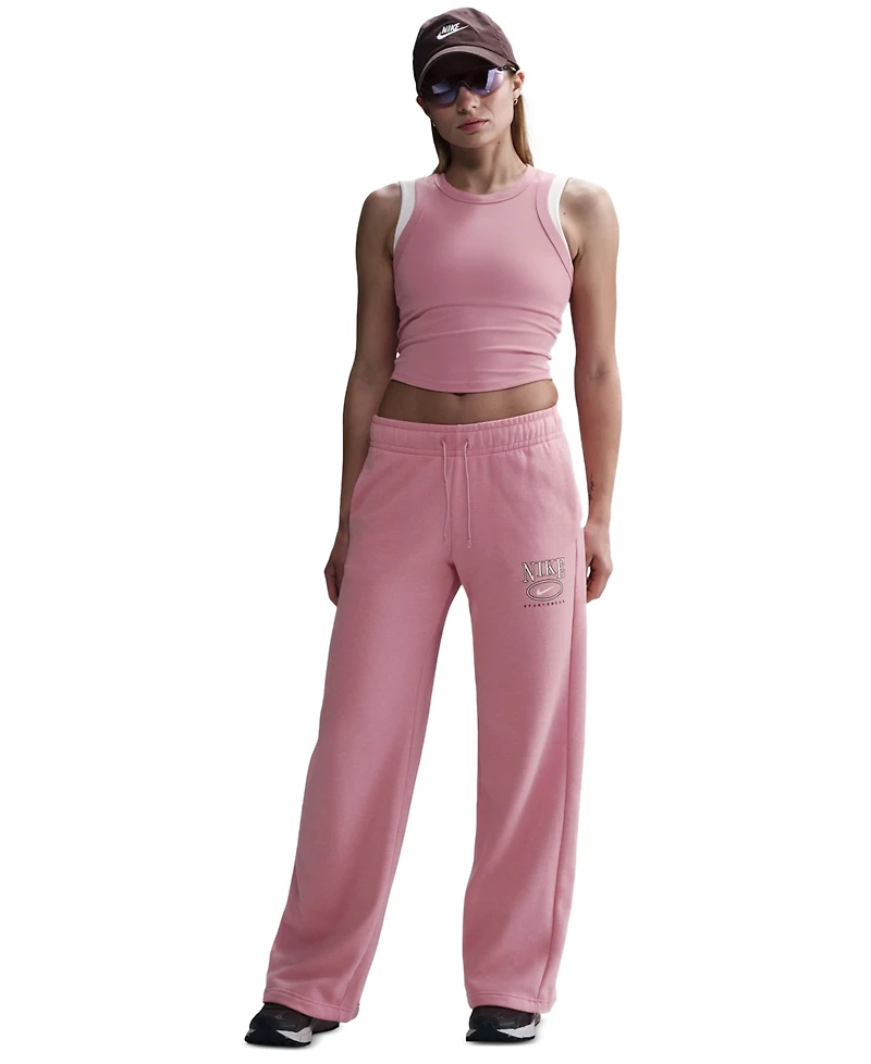 Nike Sportswear Women's Club Fleece Mid-Rise Wide-Leg Logo Pants