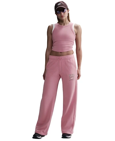 Nike Sportswear Women's Club Fleece Mid-Rise Wide-Leg Logo Pants