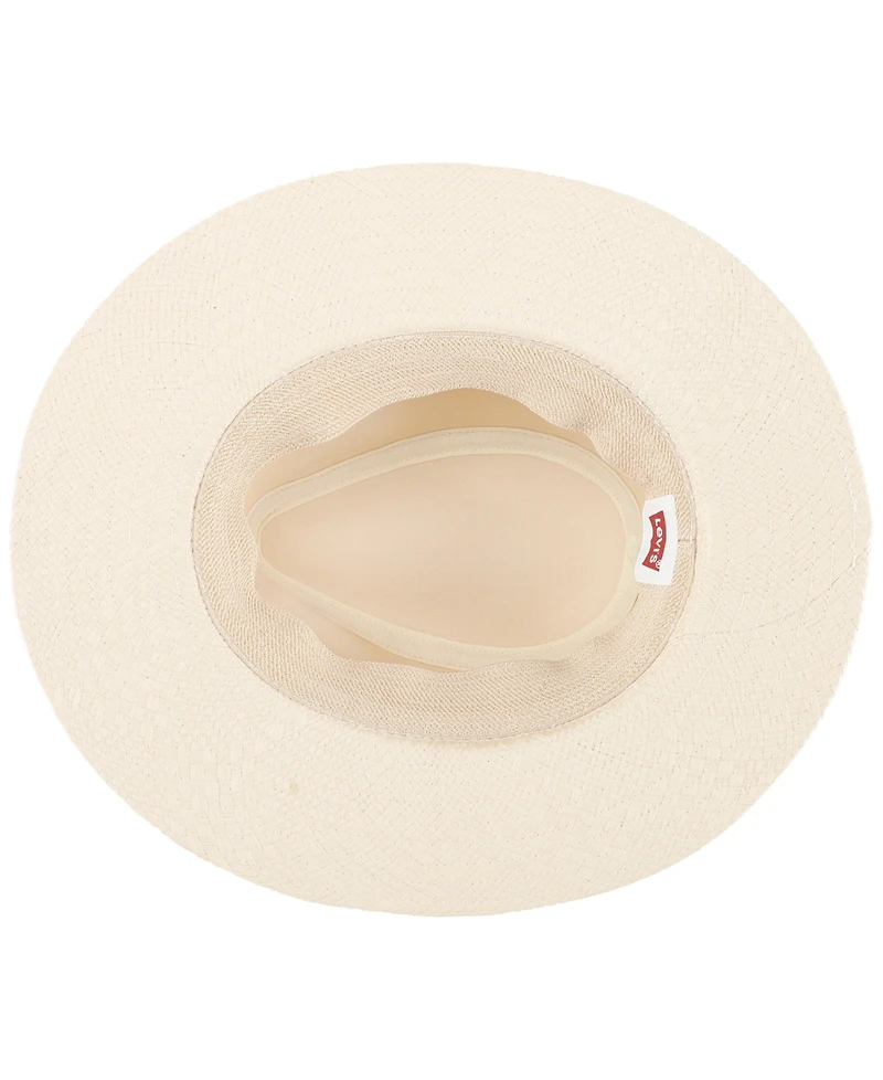 Levi's Men's Straw Panama Hat with Braided Faux-Leather Band