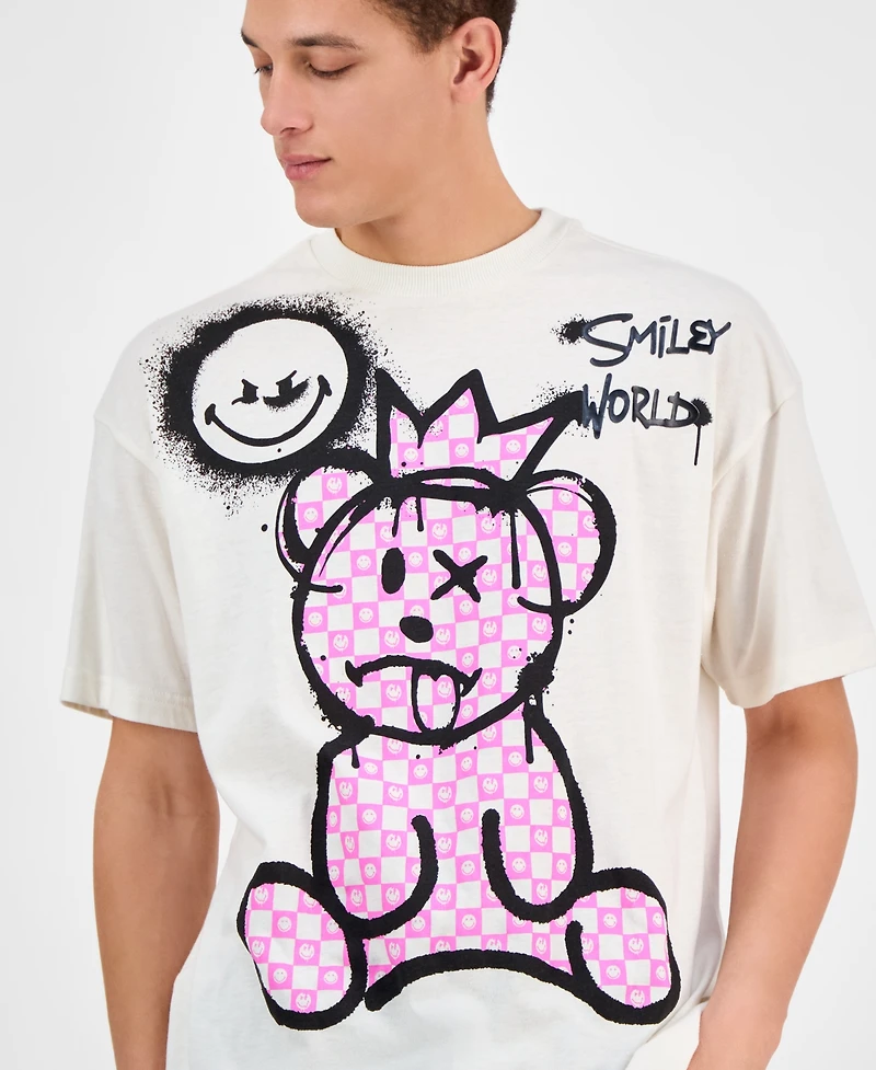 SmileyWorld Men's Pink Bear Regular-Fit Graphic T-Shirt