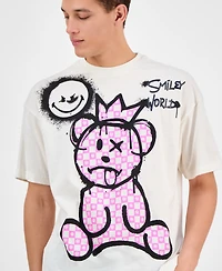 SmileyWorld Men's Pink Bear Regular-Fit Graphic T-Shirt
