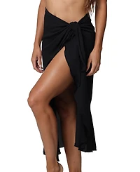 J Valdi Women's Solid Ruffled Long Side-Tie Sarong Cover-Up