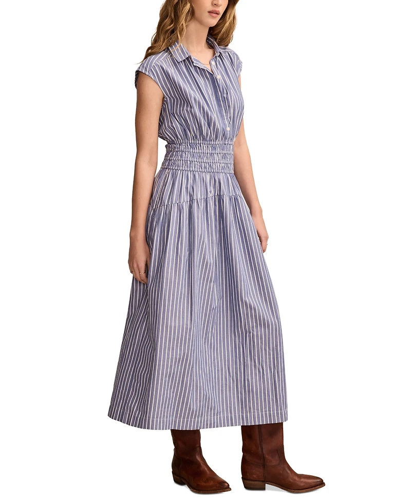 Lucky Brand Women's Cotton Smocked-Waist Midi Dress