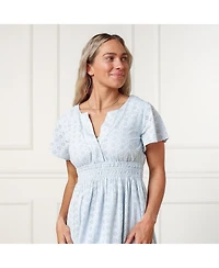 Hope & Henry Women's Organic Bell Sleeve Tiered Eyelet Dress