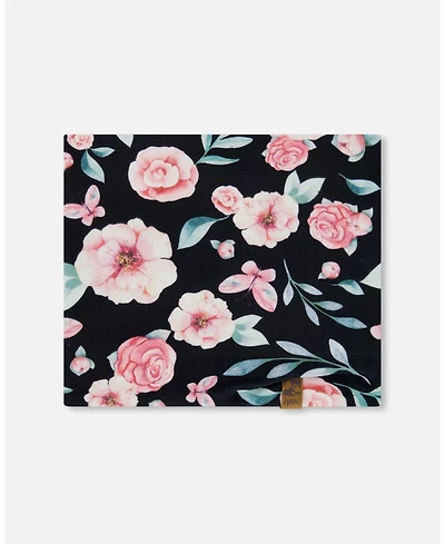 Deux par Deux Girl Printed Neck Tube Pink, Black, And Flowers - Toddler|Child