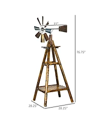 Outsunny Windmill Weathervane with Bottom Shelf, Weather Vane, Stained Wood