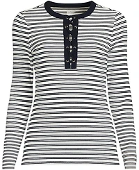 Lands' End Women's Polished Rib Tie Henley Top