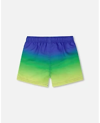 Deux par Baby Boys Swim Trunks Blue, Green, And Lime Gradient