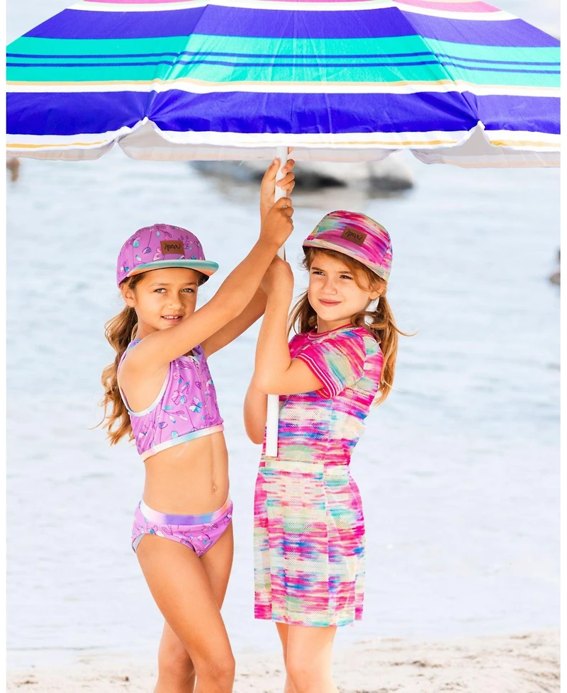 Deux par Deux Girls Short Sleeve Mesh Beach Dress Multicolored