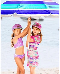 Deux par Deux Girls Short Sleeve Mesh Beach Dress Multicolored