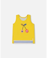 Deux par Big Girls Organic Cotton Tank Top Yellow And Cherries