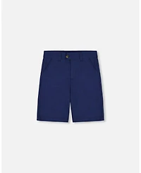 Deux par Big Boys Slant Pocket Bermuda Shorts Navy Blue