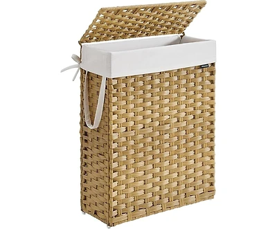 Songmics Home 14.5-Gallon (55L) Rattan-Style Clothes Basket with Handles, Goose Yellow