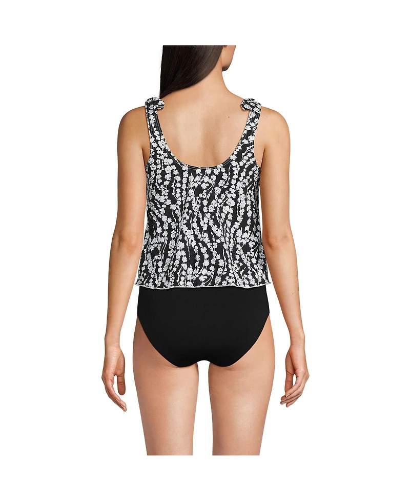 Lands' End Petite Tie Shoulder Flutter Tankini Top