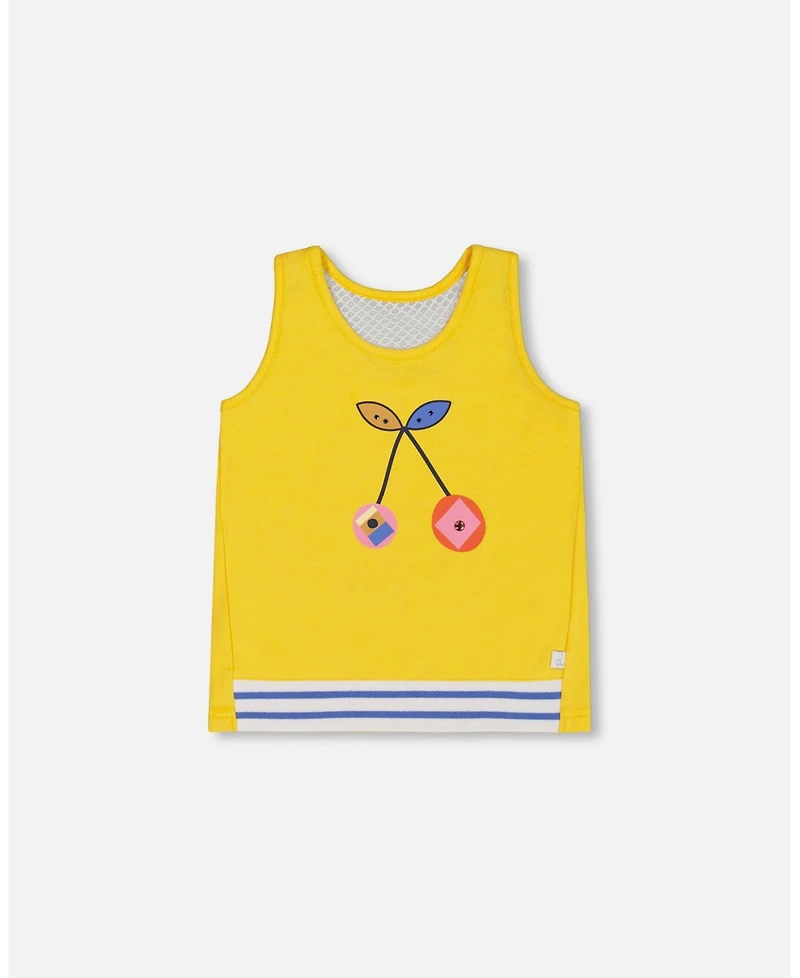 Deux par Deux Toddler Girls Organic Cotton Tank Top Yellow And Cherries - Toddler|Child