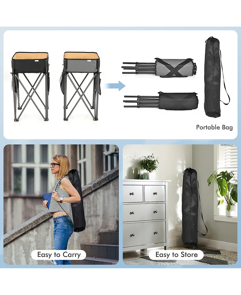 2 Pieces Folding Camping Tables with Large Capacity Storage Sink