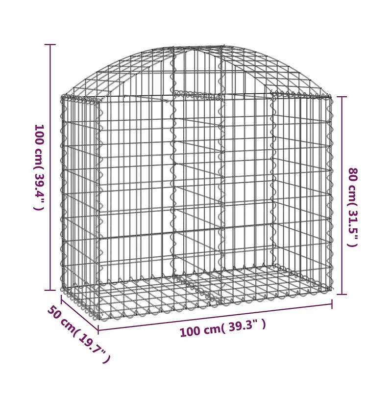 Arched Gabion Basket 39.4"x19.7"x31.5"/39.4" Galvanized Iron