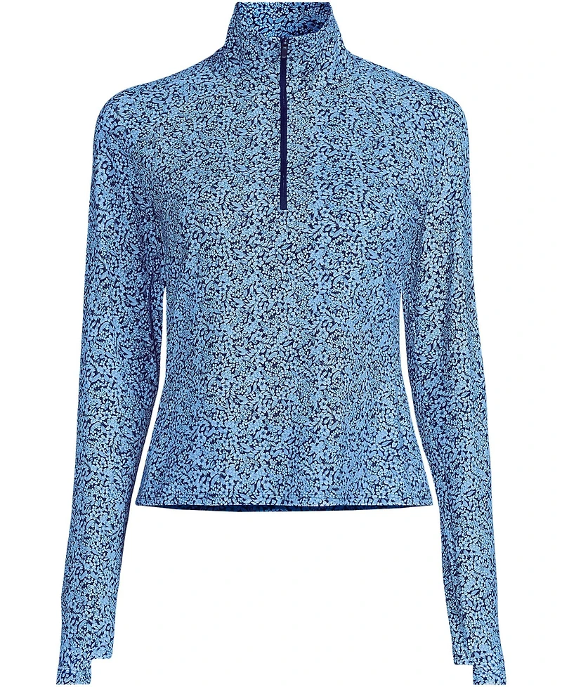 Lands' End Women's SunShade Upf 50 Long Sleeve Quarter Zip Rash Guard