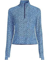 Lands' End Women's SunShade Upf 50 Long Sleeve Quarter Zip Rash Guard