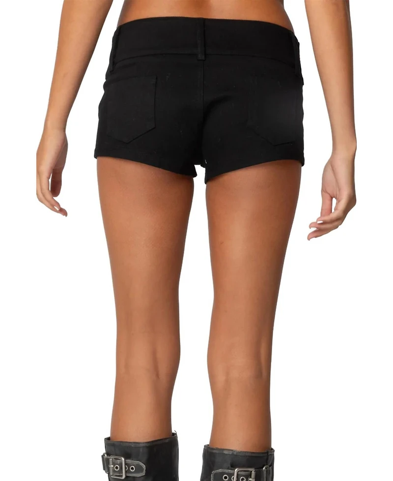 Edikted Women's Studded Belt Denim Micro Shorts