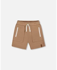 Deux par Toddler Boys French Terry Zip Pocket Shorts Beige - Toddler|Child