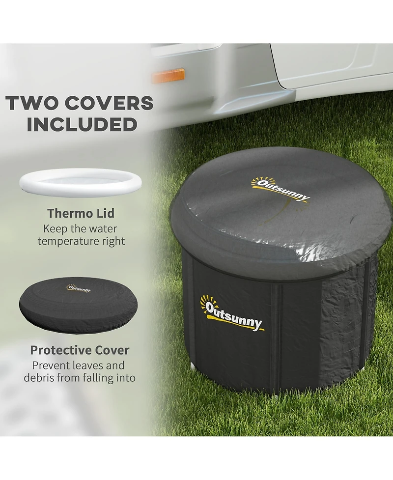 Outsunny Portable Cold Plunge Tub, Ice Bath Tub with Thermo Lid, Dark
