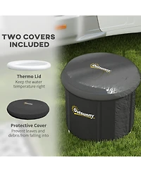 Outsunny Portable Cold Plunge Tub, Ice Bath Tub with Thermo Lid, Dark