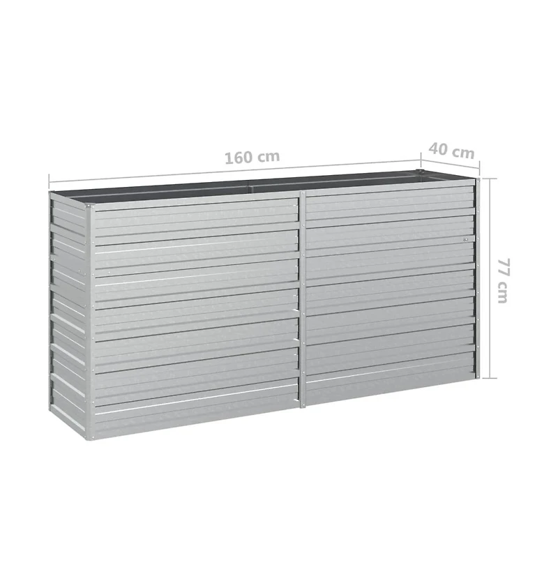 Garden Raised Bed 63"x15.7"x30.3" Galvanized Steel Silver