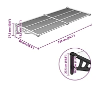 Door Canopy Black and Transparent 94.1"x35.4" Polycarbonate