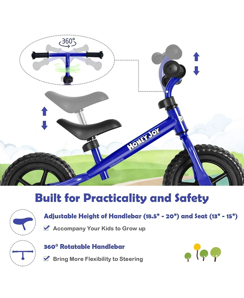 Kids No Pedal Balance Bike Adjustable Ages 30 Months to 5 Years