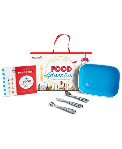 Munchkin Toddler 4 piece Food Adventure Splash Dining Set, Blue