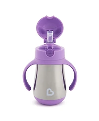 Munchkin Toddler Cool Cat Stainless Steel Straw Cup, 8 Ounce, Purple