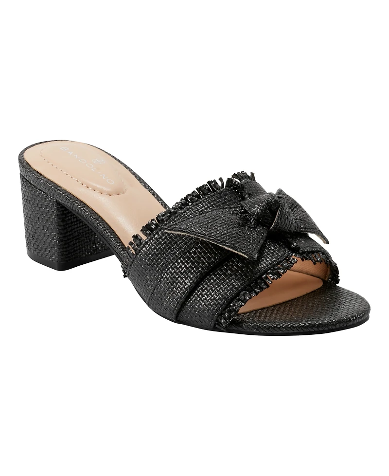 Bandolino Women's Arden Raffia Knotted Bow Block Heel Sandals